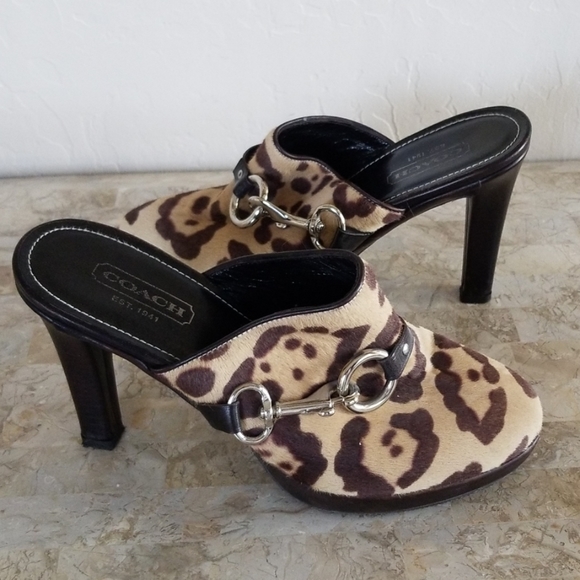 Coach Leopard Calfhair Heeled Mule NWOT - Picture 2 of 6